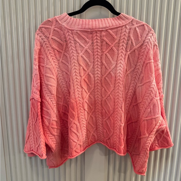 Free People Vibrant Pink Cable Knit Sweater Small - Picture 7 of 7